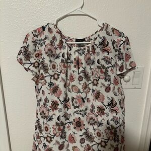 Ann Taylor Floral Blouse in Pink and Black